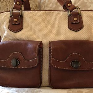 Cole Haan tweed and leather handbag